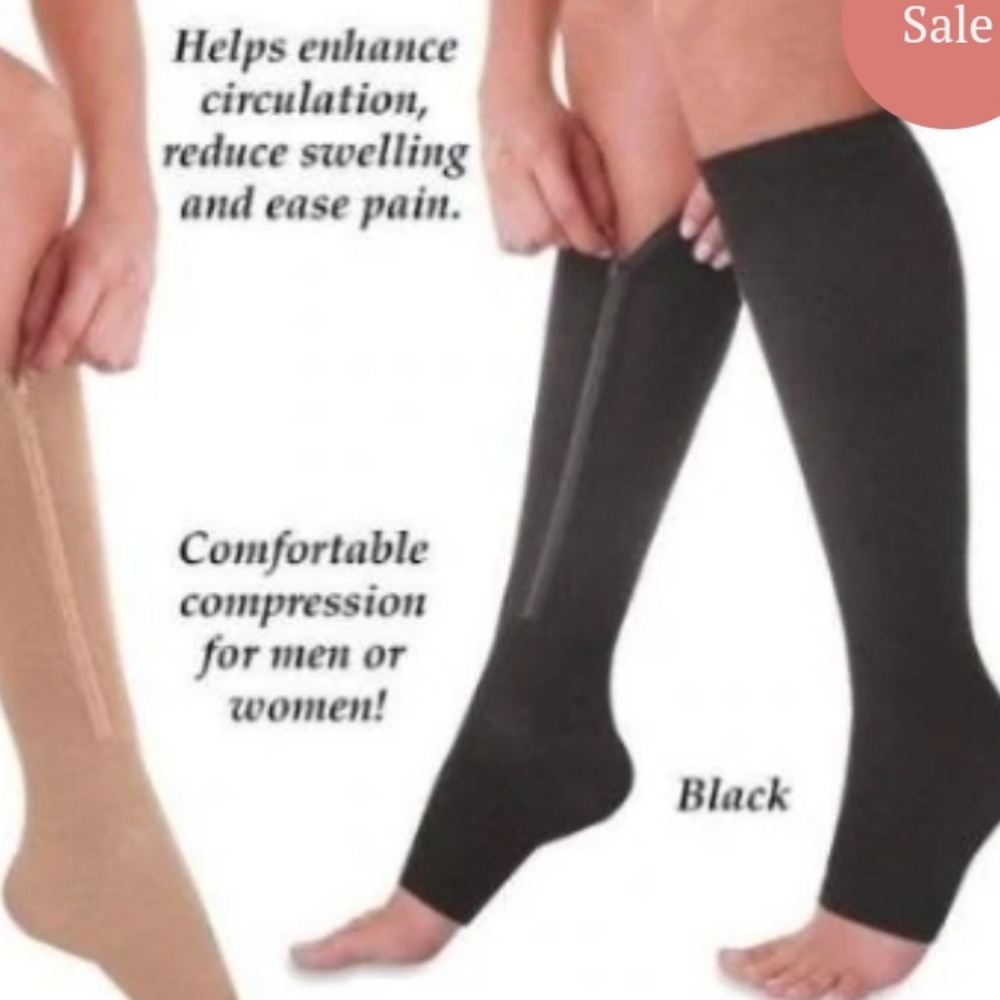Zipper UNISEX Compression Socks  - Zip Up Support Stockings ~ Easy to Wear!